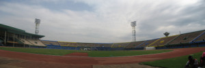 Stadion in der Woche vor dem Marathon